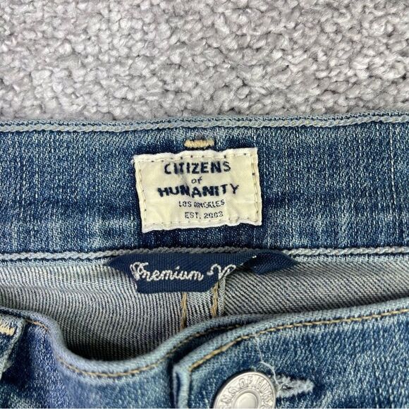 Citizens of Humanity Rocket Jean Women’s 27 Blue Crop Skinny High Rise Distress - Picture 5 of 12